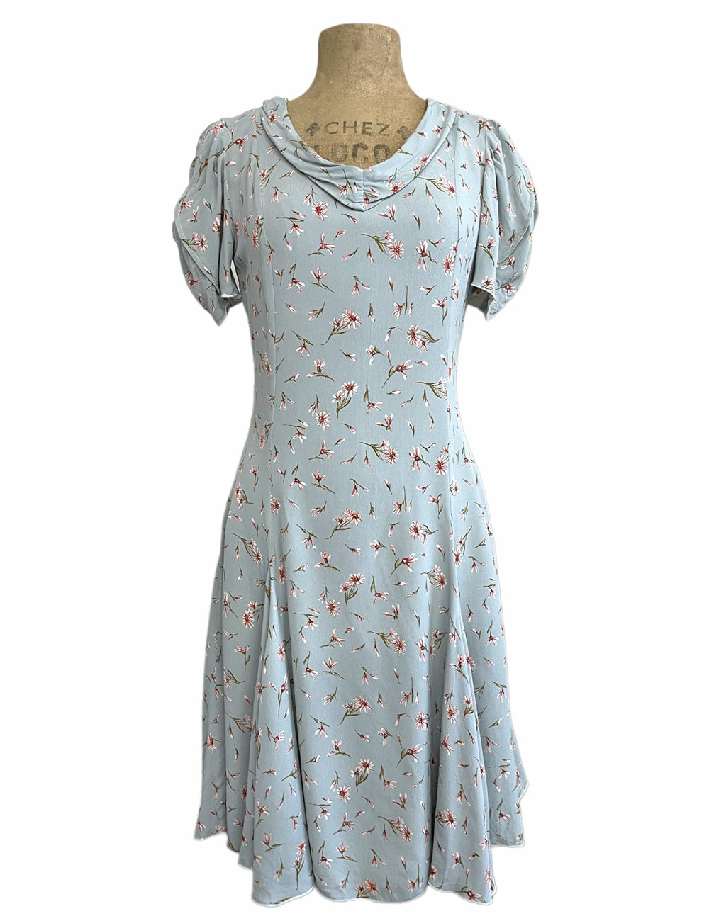Mint Floral 1930s Style Venice Beach Swing Dress