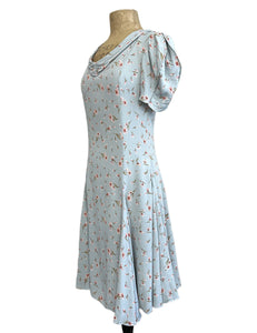 Mint Floral 1930s Style Venice Beach Swing Dress