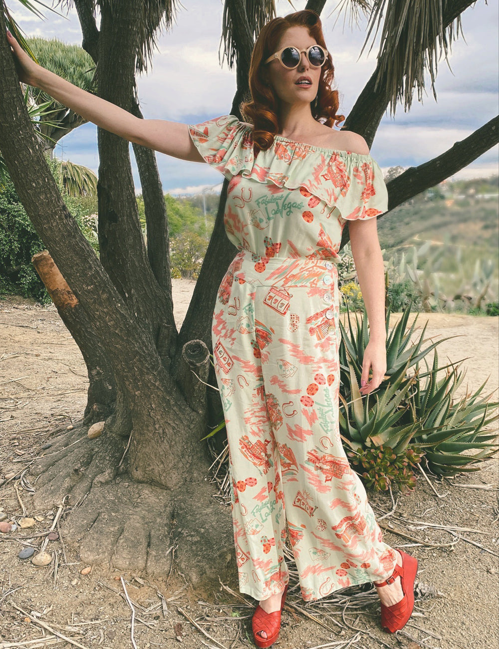 Doris Mayday for Loco Lindo - Mint Vegas Baby 40s High Waisted Palazzo Pants