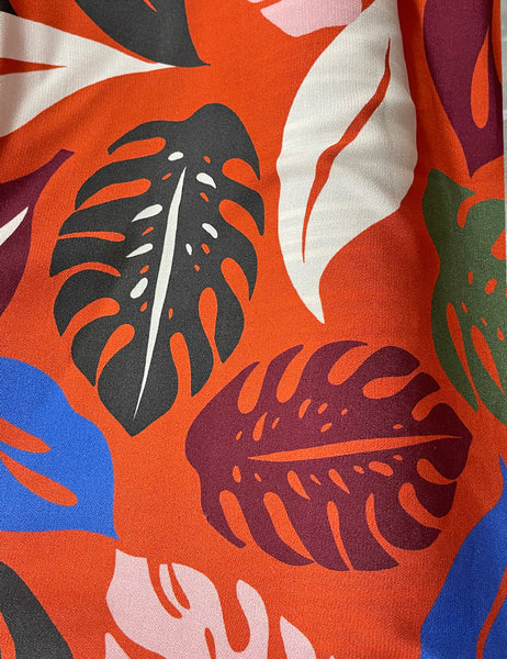 Orange Monstera Print Men's Sonny Cabana Shirt