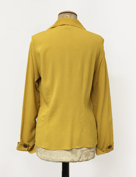 Mustard Yellow 1940s Style Button Up Hepburn Blouse