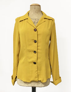 Mustard Yellow 1940s Style Button Up Hepburn Blouse