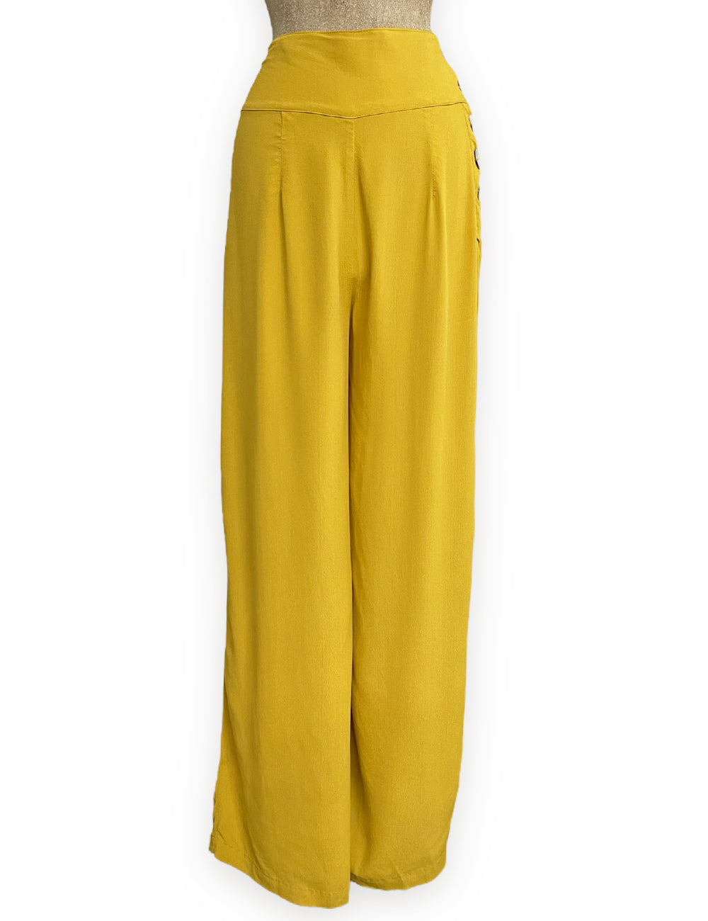 Mustard Yellow 1940s Style High Waisted Palazzo Pants
