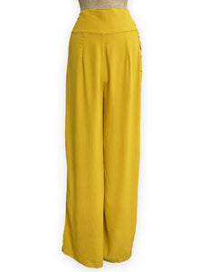 Mustard Yellow 1940s Style High Waisted Palazzo Pants