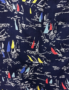 Navy Nautical Sailboat Retro Rosie 1940s Style Bib Overalls