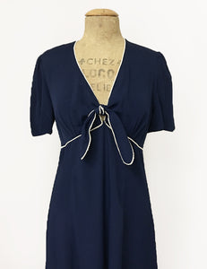 Navy Blue Nautical Style Mai Tai Knee Length Dress - FINAL SALE