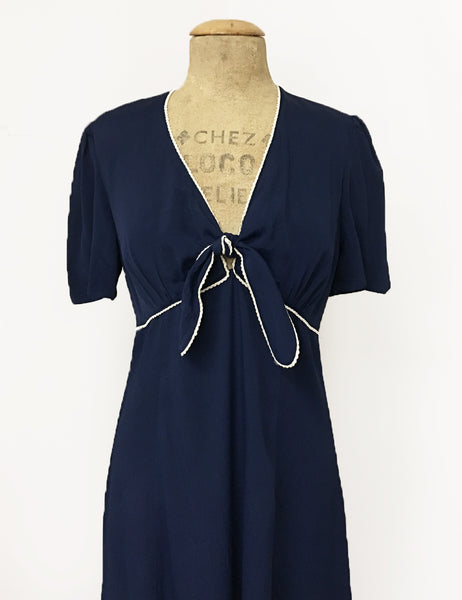 Navy Blue Nautical Style Mai Tai Knee Length Dress - FINAL SALE