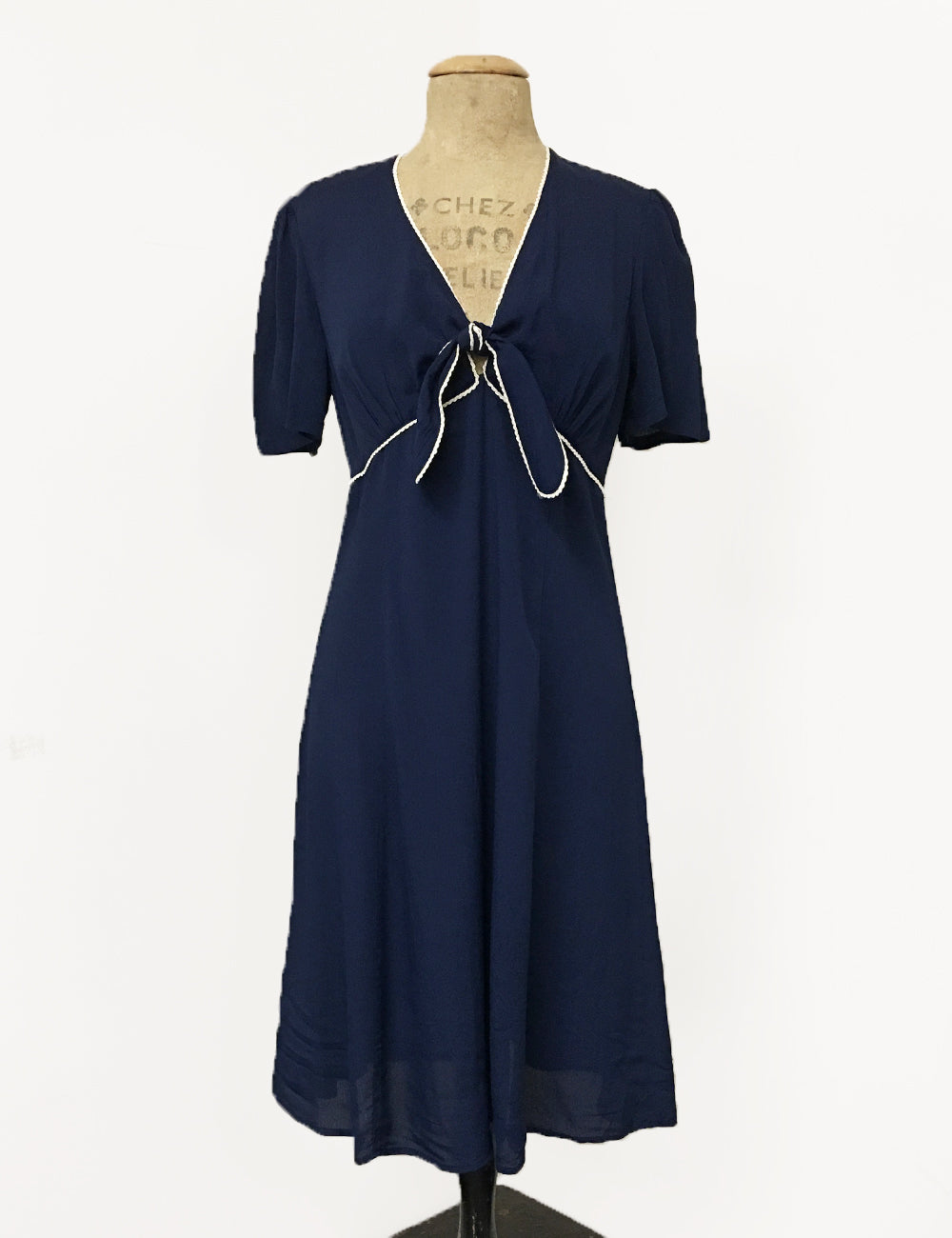 Navy Blue Nautical Style Mai Tai Knee Length Dress - FINAL SALE