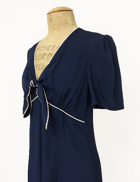 Navy Blue Nautical Style Mai Tai Knee Length Dress - FINAL SALE