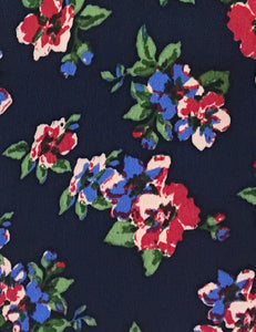 Navy Blue & Red Floral Print 1930s Venice Beach Balboa Swing Dress