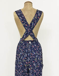 Navy Nautical Sailboat Retro Rosie 1940s Style Bib Overalls