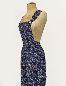 Navy Nautical Sailboat Retro Rosie 1940s Style Bib Overalls