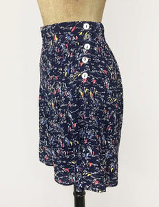Retro Nautical Navy Sailboat Print High Waisted Shorts - FINAL SALE