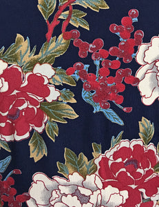 FINAL SALE - 1930s Style Navy Berry Floral Keyhole Pullover Norma Dress