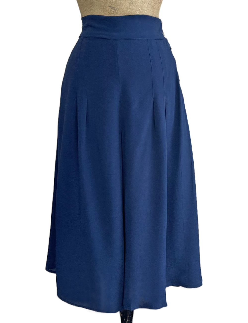 FINAL SALE - Solid Navy Blue Retro High Waisted Wide Leg Culottes