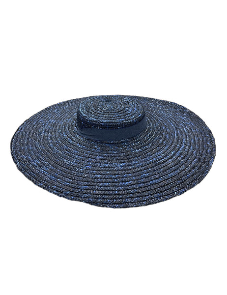 Navy Blue Vintage Style Woven Sun Hat