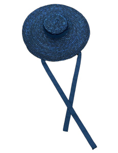 Navy Blue Vintage Style Woven Sun Hat