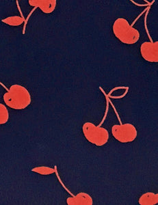 Navy & Red Cherry Print 1940s Style Rosie Bib Overalls