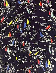 Retro Nautical Navy Sailboat Print High Waisted Shorts - FINAL SALE