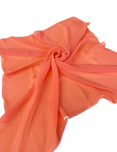 FINAL SALE - Neon Coral Large Chiffon Square Hair & Neck Scarf