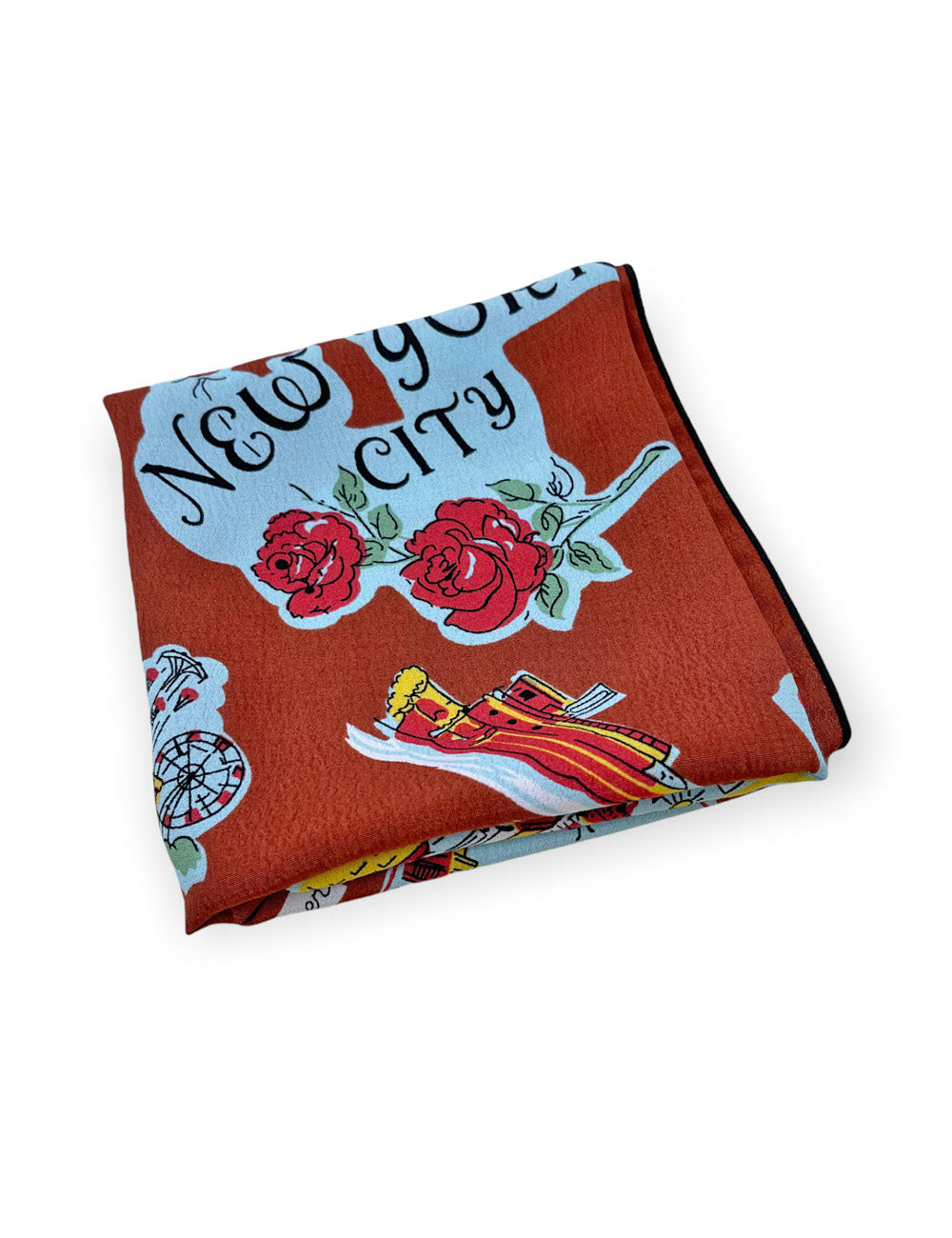Cinnamon New York City Souvenir Print Square Hair & Neck Scarf