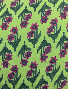 Chartreuse Green Nouveau Floral 1940s Style High Waisted Palazzo Pants
