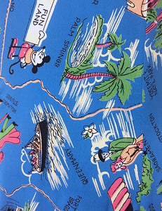 Pacific Blue Exclusive California Map Print Button Up Frankie Flyaway Top