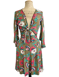 Olive Green Sombrero Print Angel Wing Crop Tie Top