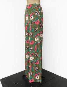 Olive Green Retro Sombrero 1940s Style High Waisted Palazzo Pants