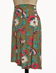 FINAL SALE - Olive Green Sombrero Print High Waist Retro Shorts
