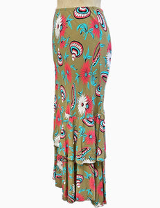 FINAL SALE - Olive Green Sombrero Print Tiered Mimi Maxi Skirt