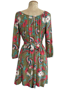 FINAL SALE - Olive Green Sombrero Print Maria Belted Sundress