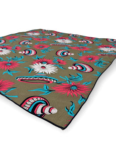 Olive Green Sombrero Print Square Hair & Neck Scarf