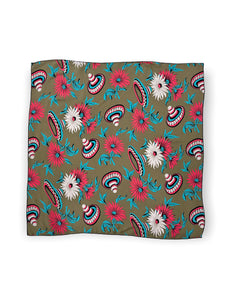 Olive Green Sombrero Print Square Hair & Neck Scarf
