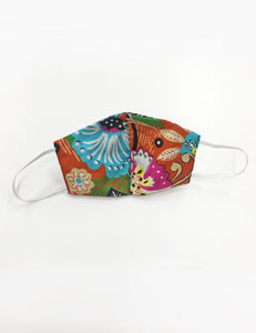 Orange Boho Floral Cotton Handmade Washable Face Mask