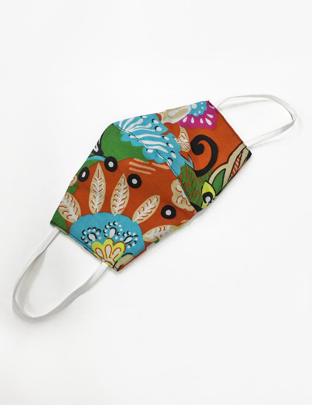 Orange Boho Floral Cotton Handmade Washable Face Mask