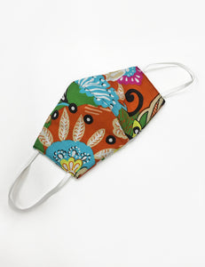 Orange Boho Floral Cotton Handmade Washable Face Mask