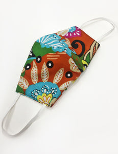 Orange Boho Floral Cotton Handmade Washable Face Mask