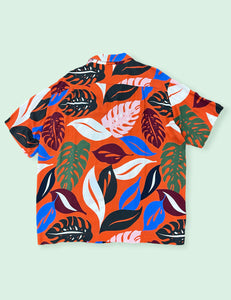 Orange Monstera Print Men's Sonny Cabana Shirt