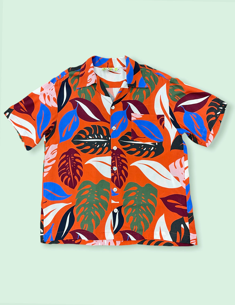 Orange Monstera Print Men's Sonny Cabana Shirt