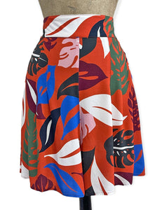 FINAL SALE - Orange Monstera Print High Waist Retro Shorts