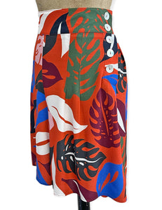FINAL SALE - Orange Monstera Print High Waist Retro Shorts