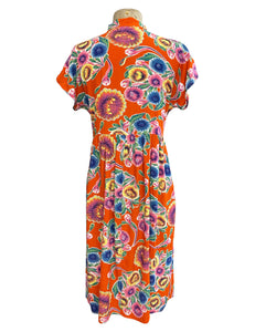 Orange Oil Cloth 1940s Retro Georgie Pullover Dress