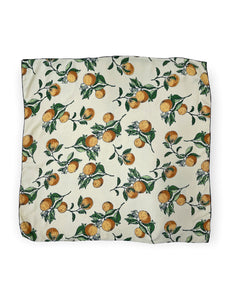 Orange Fruit Print Square Hair & Neck Scarf