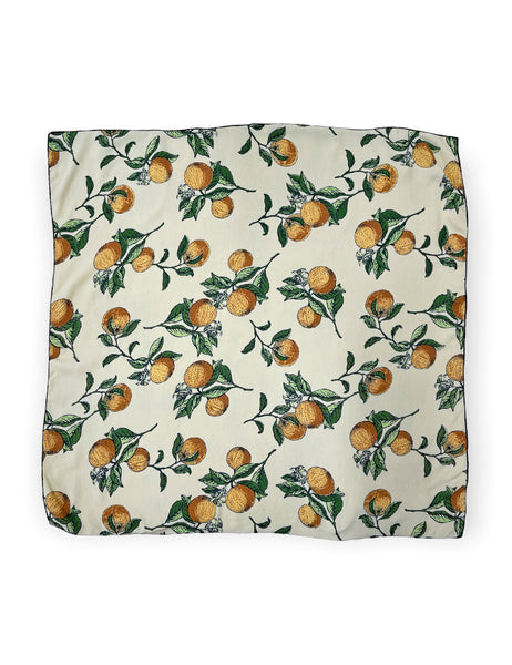 Orange Fruit Print Square Hair & Neck Scarf
