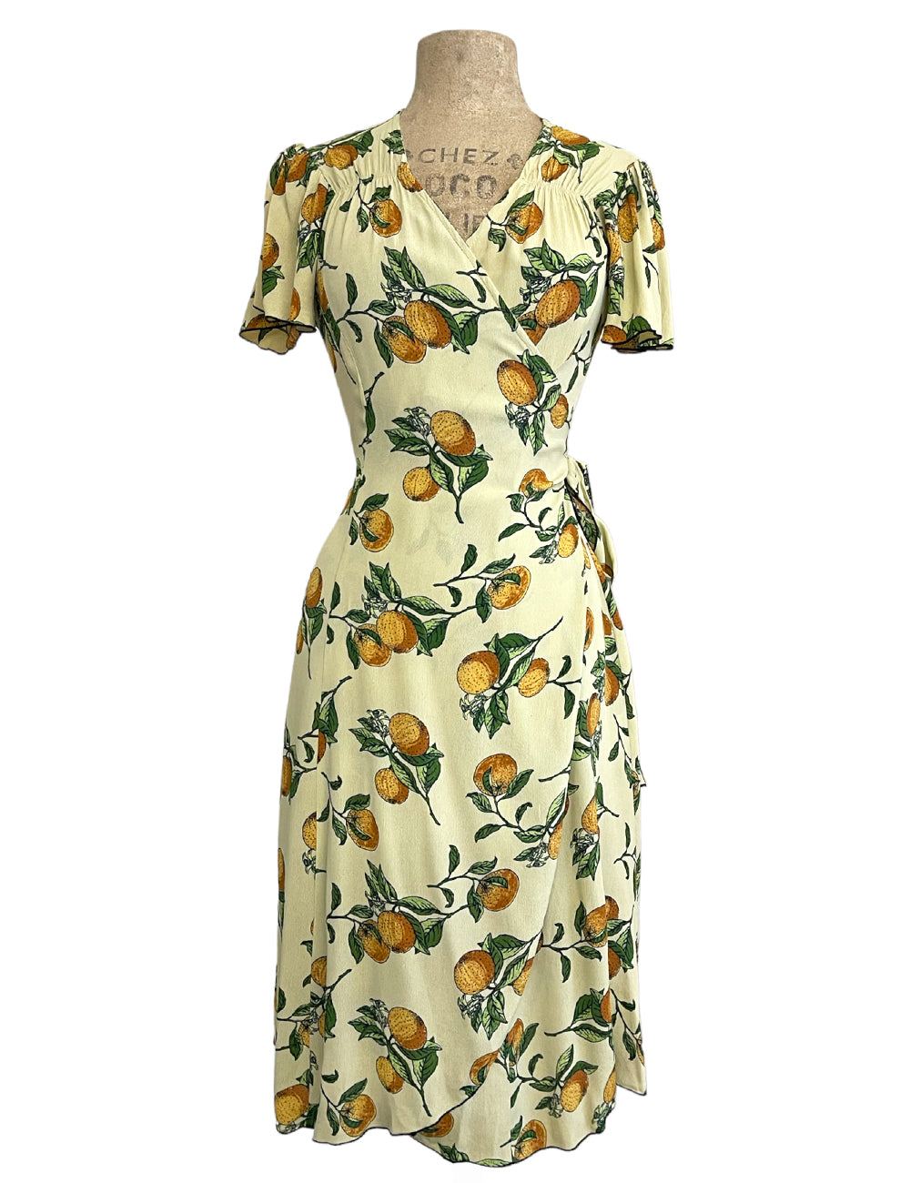 Oranges & Cream 1940s Style Biasa Sweetheart Wrap Dress