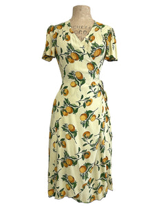 Oranges & Cream 1940s Style Biasa Sweetheart Wrap Dress