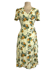 Oranges & Cream 1940s Style Biasa Sweetheart Wrap Dress