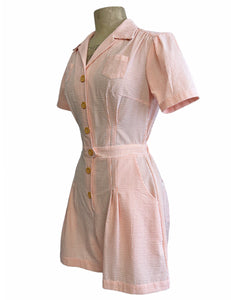 Scout for Loco Lindo Orange Sherbet Seersucker 1940s Carolina Romper