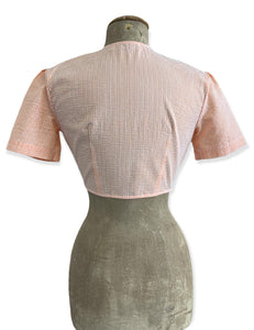 Scout for Loco Lindo Orange Sherbet Seersucker 1940s Daisy Tie Top